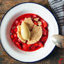 Rhubarb Sorbet and Strawberries