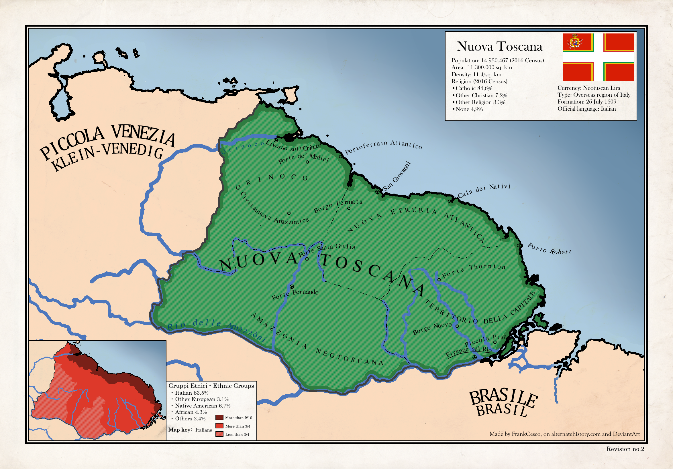 Map of the Nuova Toscana in South America