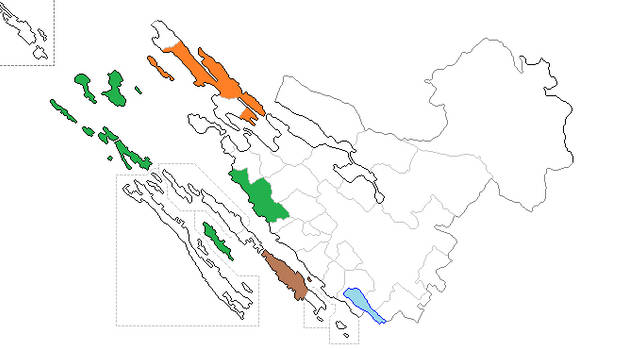 Blank map of the Zara county, Croatia