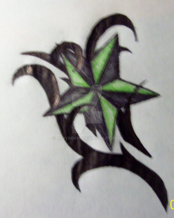 black and green star