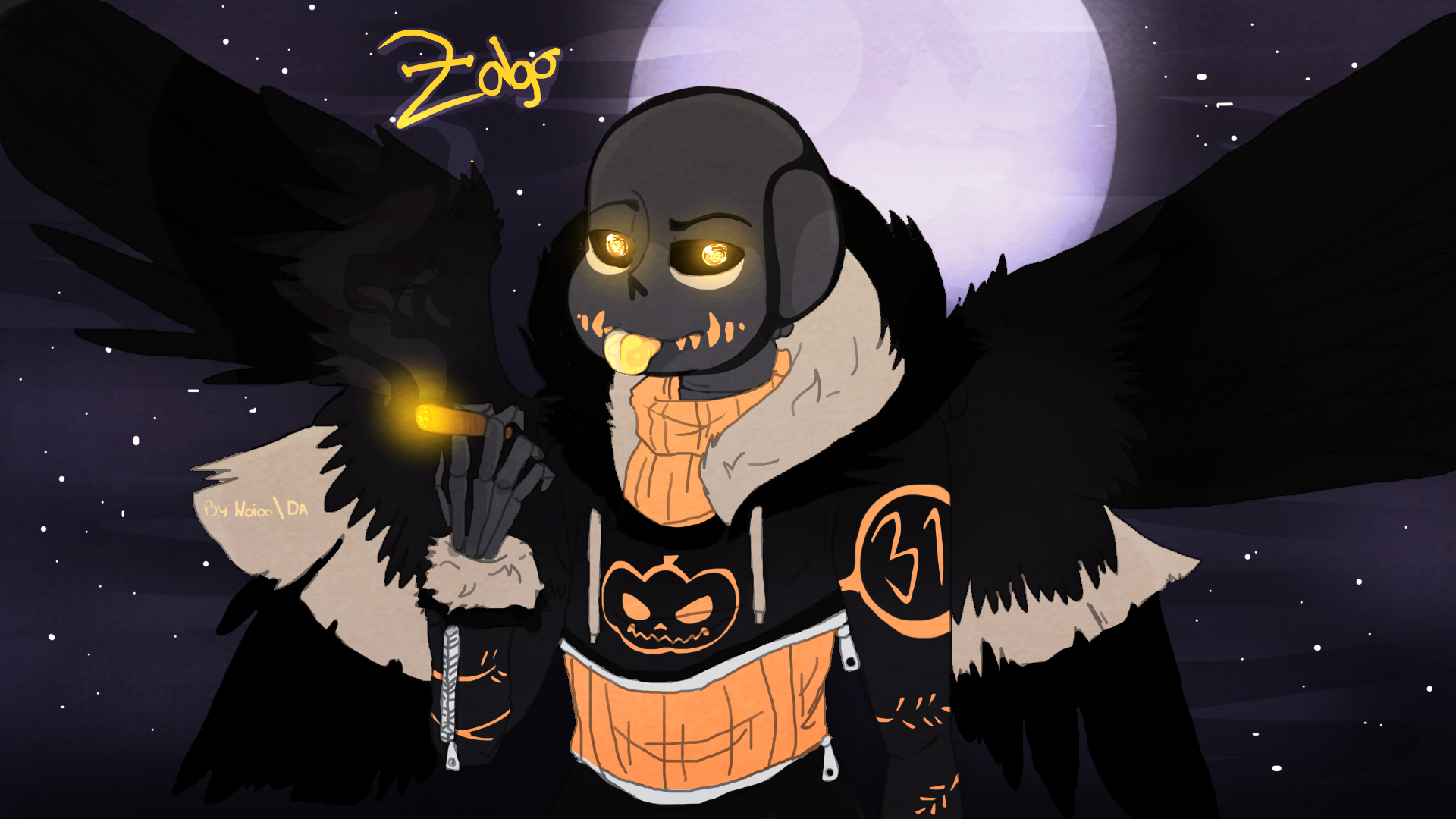 OC-TOBER DAY 1 HALLOWEENTALE SANS NEW AU by Noioo on DeviantArt. source: or...