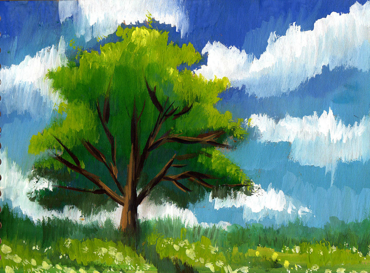 Guoche Tree Gouache green tree by Rikkimaru129 on DeviantArt