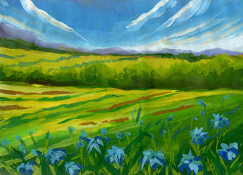 Green field gouache