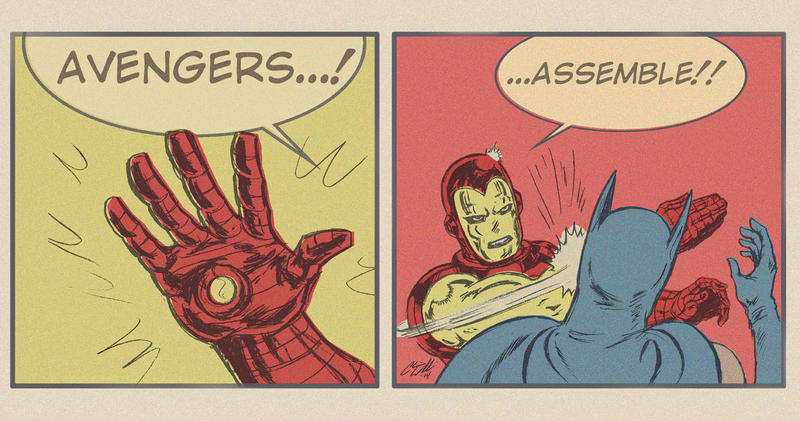 Iron Man Slaps Batman by CdubbArt on DeviantArt