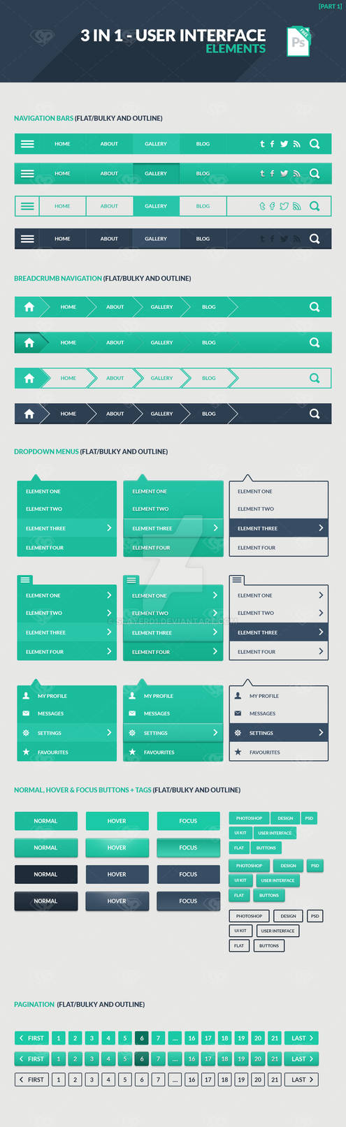 Freebie: 3 in 1 User Interface Elements Kit Part 1 by slayerD1 on ...