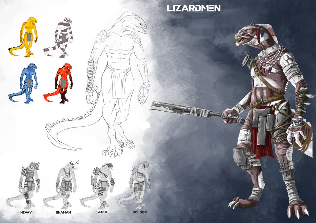 Lizardman Concept sheet by wasteawar on DeviantArt