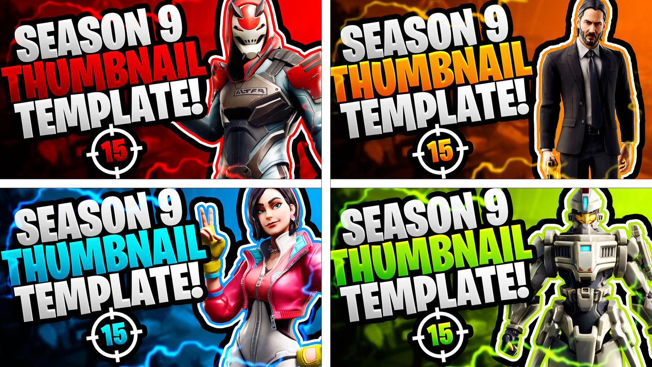 Fortnite Season 9 Youtube Thumbnail Template Pack By Acezproduction On