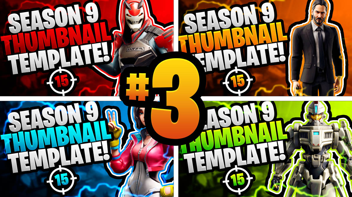 Fortnite Season 9 Youtube Thumbnail Template Pack By -
