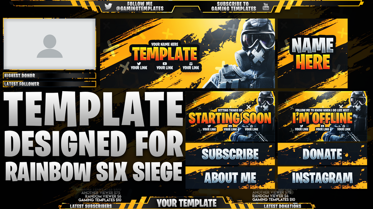 Twitch Pannels R6 Ultimate R6 Siege Twitch Live Stream Template Pack by AcezProduction on ...