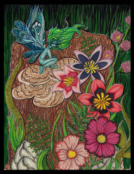 Faerie at the tree stump