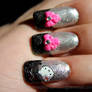 Hello Kitty 3D ribbon nail art design