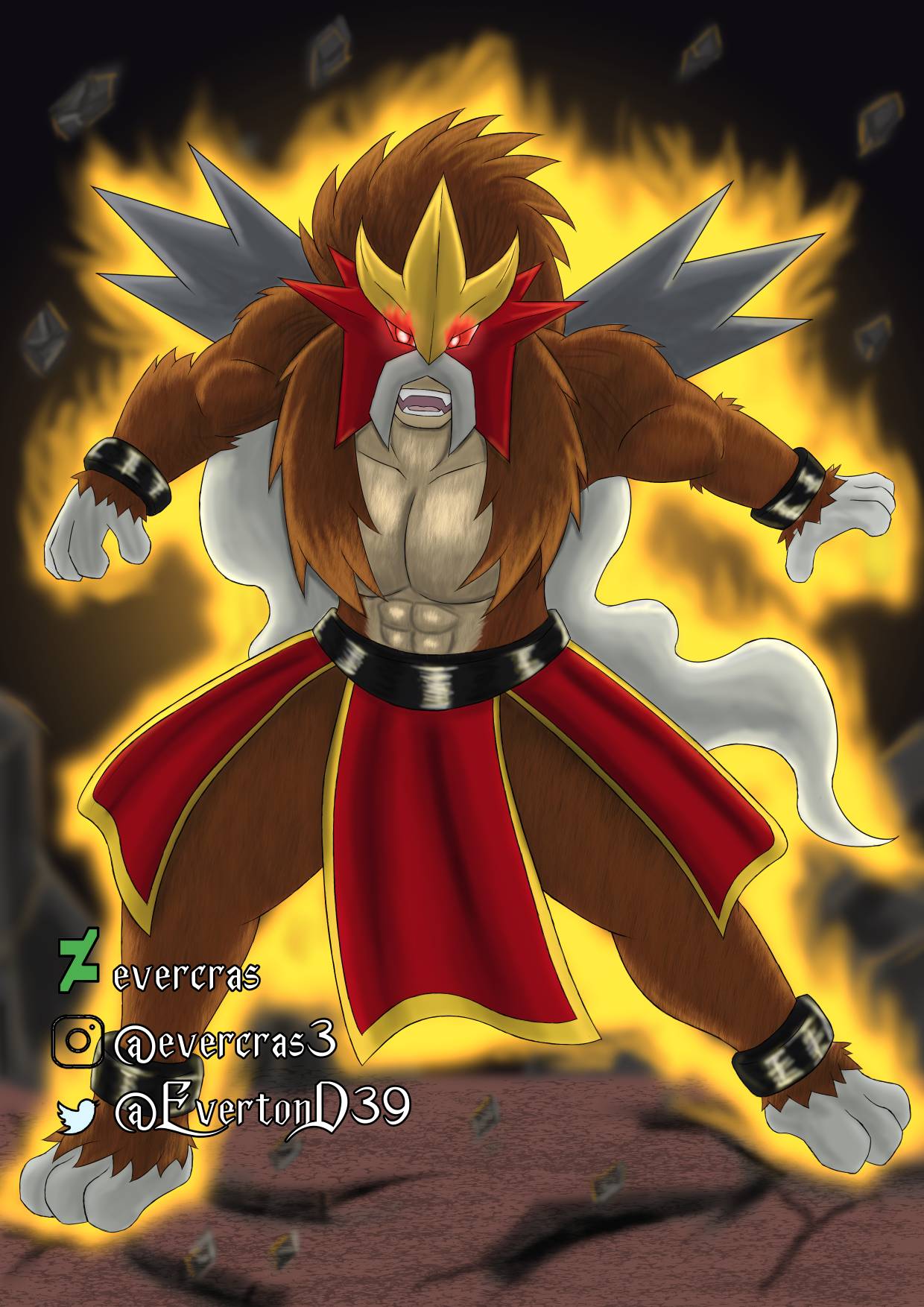 Anthropomorphic Entei! by evercras on DeviantArt