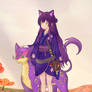 Kaede as a Pokemon trainer and Liepard