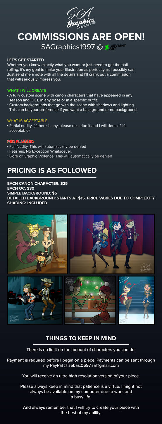 Total Drama Updated Commission Price List
