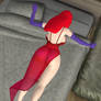 Jessica Rabbit sleeping on her stomach