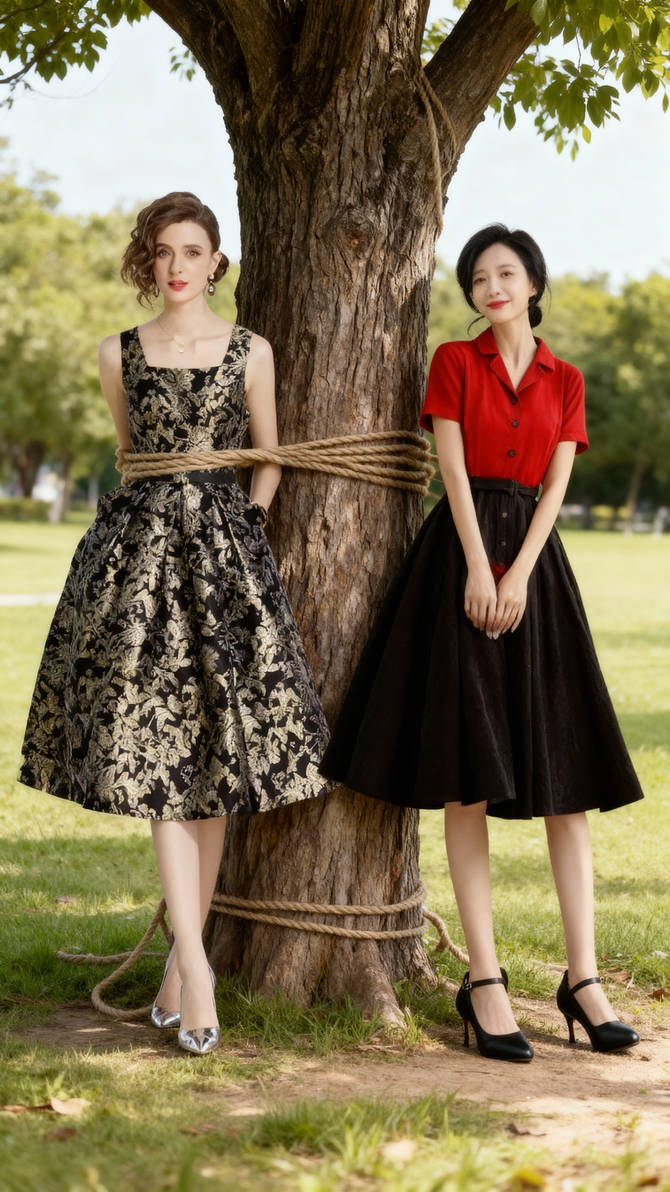 Women tied to tree with rope high-res 02 by a42u on DeviantArt