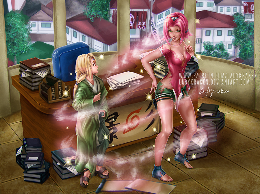 Sakura-Tsunade Age Swap Commission by LadyKraken