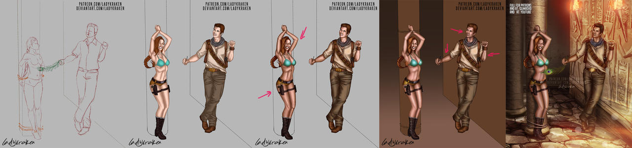 Lara Croft n Nathan Drake - Steps Digital Painting