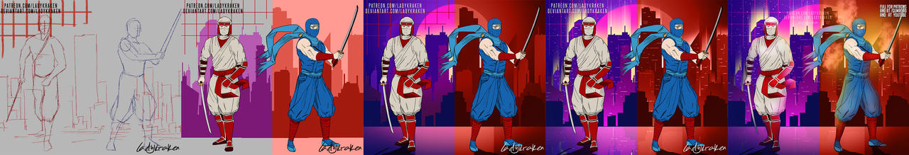 Shinobi VS Ninja Gaiden - Steps Digital Painting