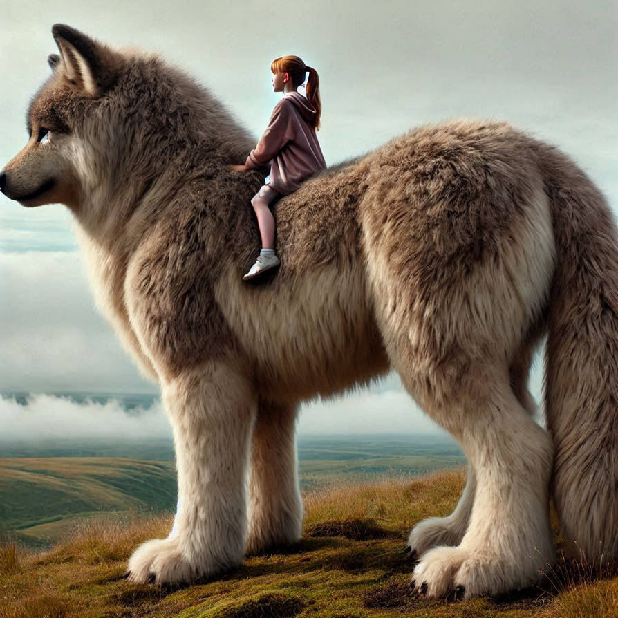 small girl wolf ride by sangerzonnvolt1 on DeviantArt