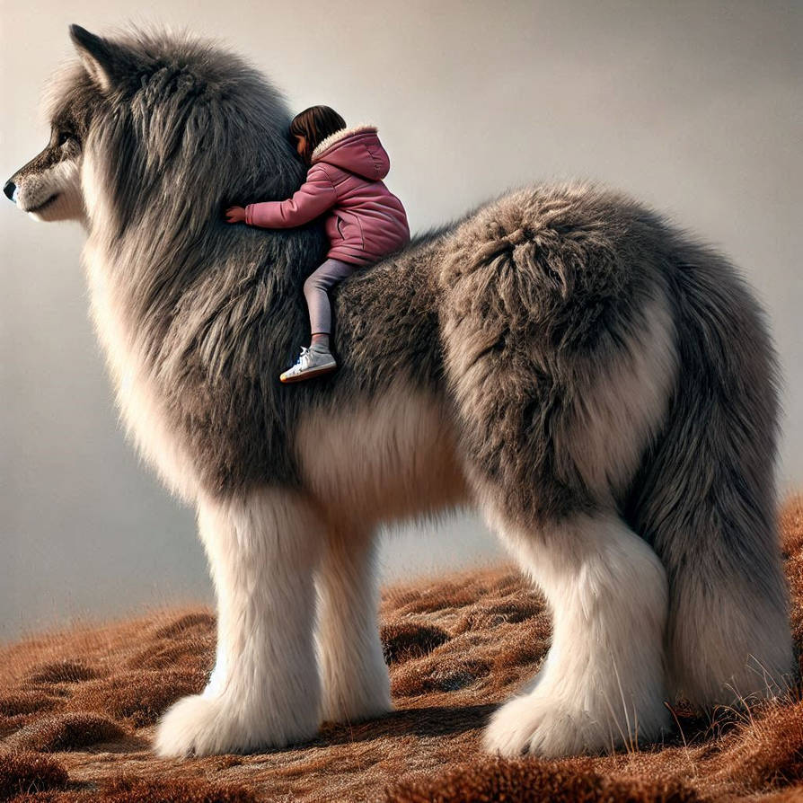 small girl mounted atop her riding wolf by sangerzonnvolt1 on DeviantArt
