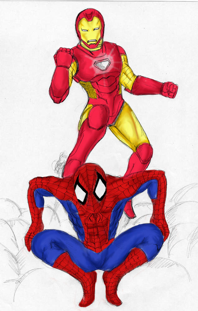 spidey and i-man colored