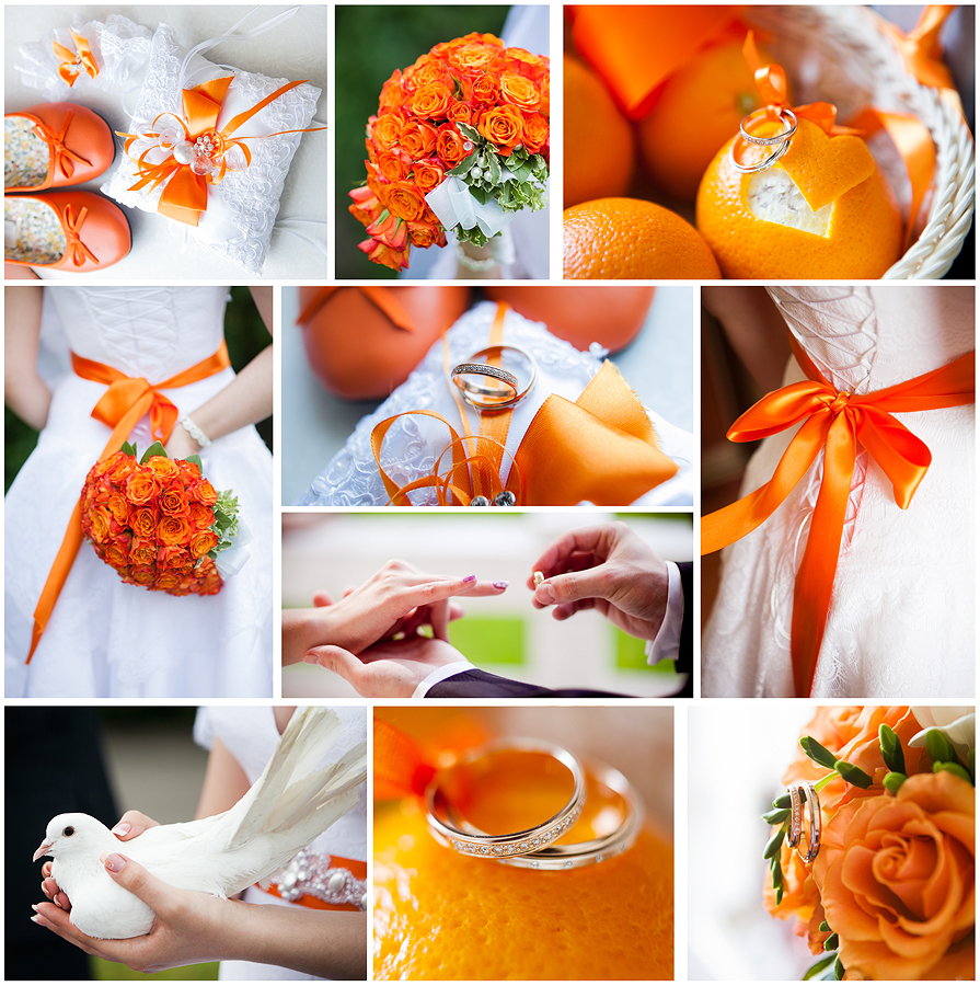 Orange wedding collage