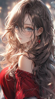 Zjx20202 Anime Hair Style Girl With Glasses And Lo
