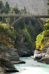 NZ Blue River, Old bridge, Rocky edges