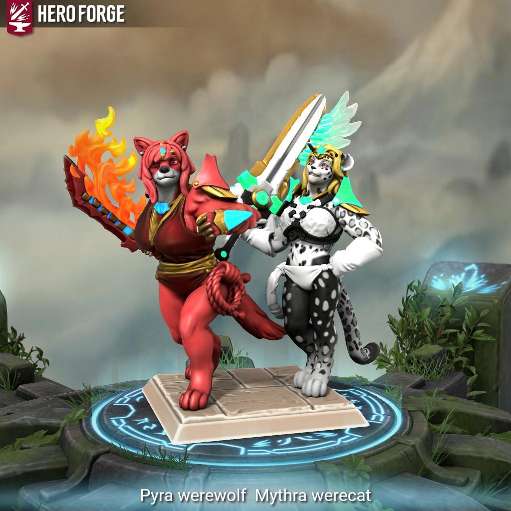 Pyrafae Pyra Werewolf and Mythra wereleopard ( Hero Forge) by SirWoomy on ...
