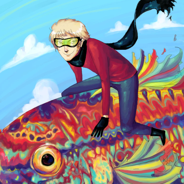 man riding giant flying fish by DannyPhantomFreek on DeviantArt
