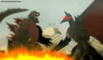 Godzilla vs Gigan by Tyrannoraptor-Rex