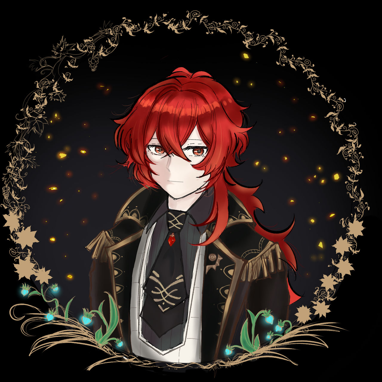 Diluc portrait by Bvll3t on DeviantArt