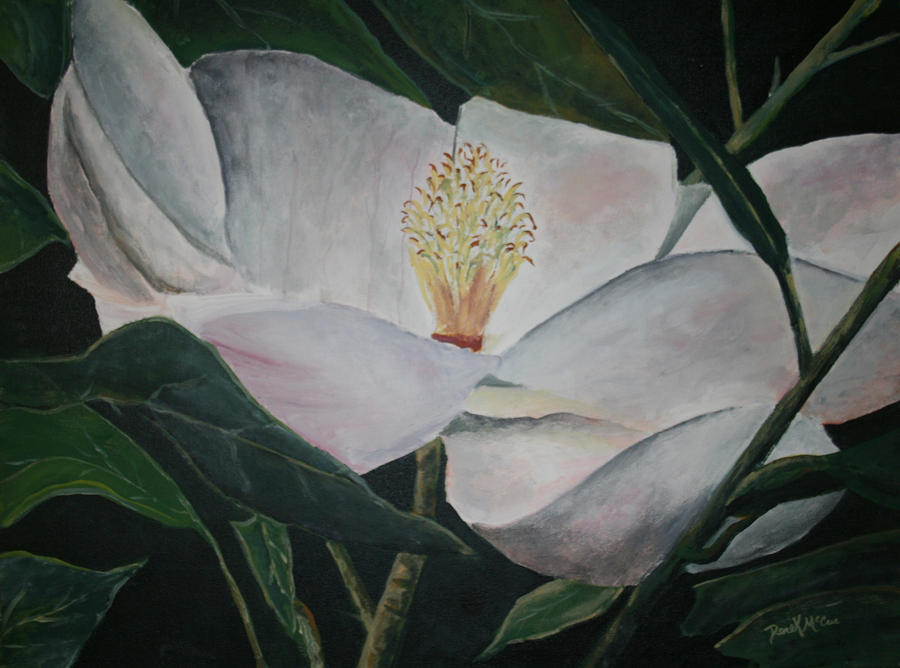 magnolia flower oil painting