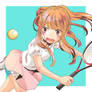A girl playing tennis!