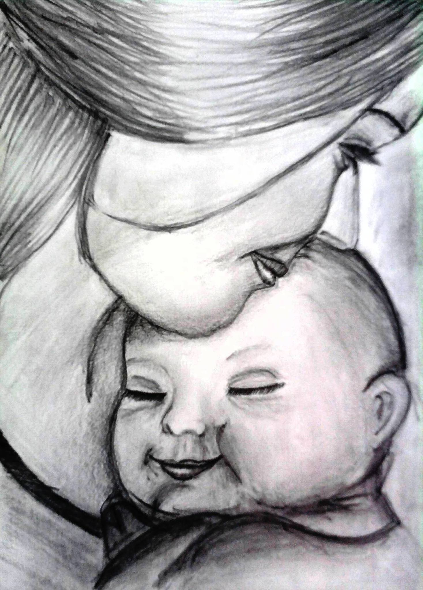 Mother And Baby Pencil Sketch By Sangeeta1995 On Deviantart