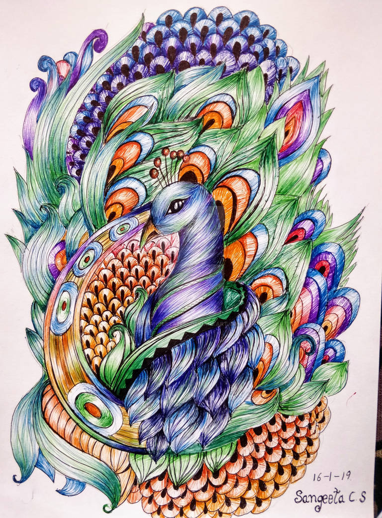 Peacock design by Sangeeta1995