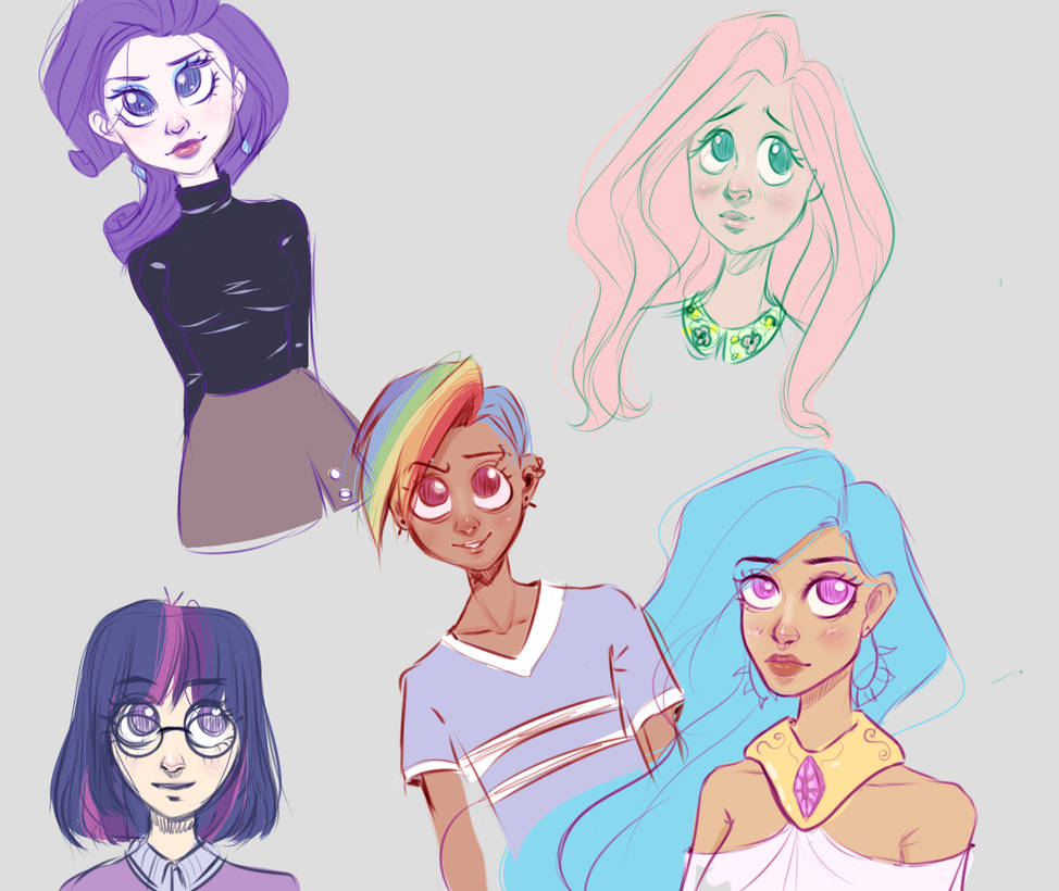 Mlp Blue Raspberry Human Deviantart Mlp human sketches by bubblenote on DeviantArt