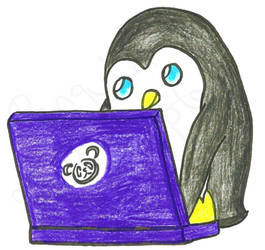 Penguin on a Laptop (Birthday Gift)