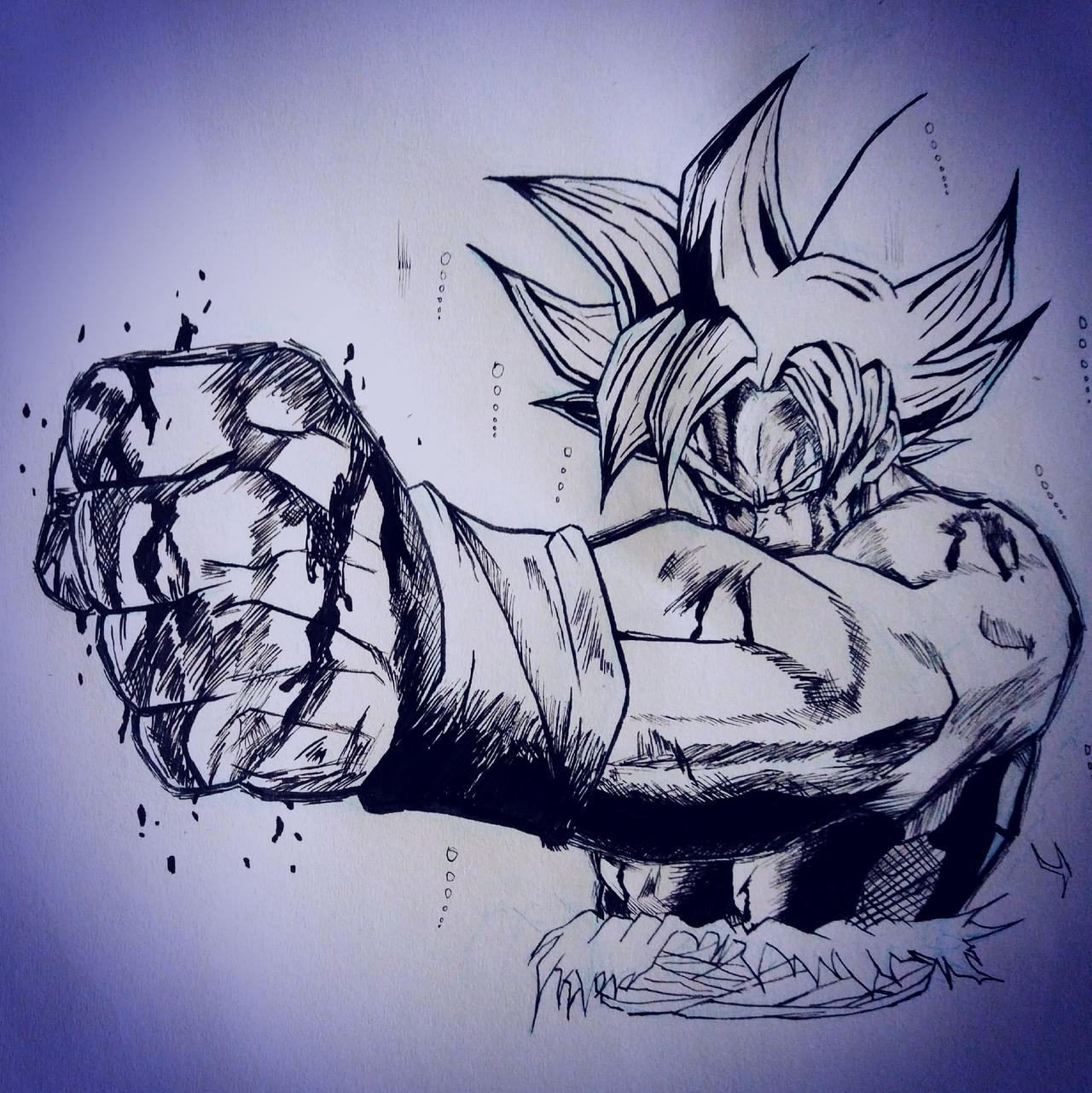Anime Art - Drawing Goku Ultra Instinct - Dragon Fist - PaintingTube