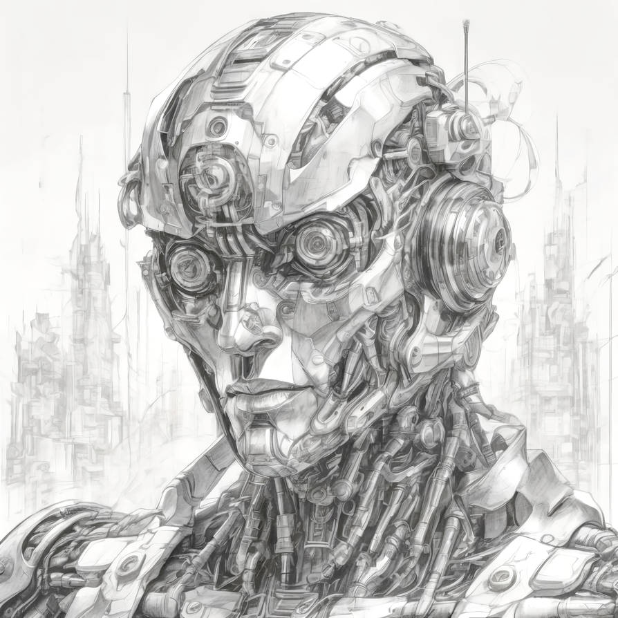 Cyborg pencil drawing by DuneDrifter on DeviantArt