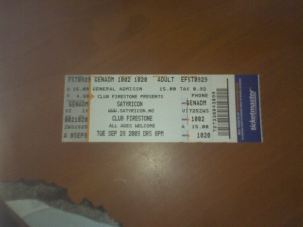 Satyricon Concert Ticket