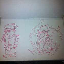 Ryu and Dark Hadou -- Chibi Style