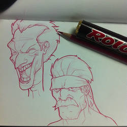 Joker and Solid Snake head sketch