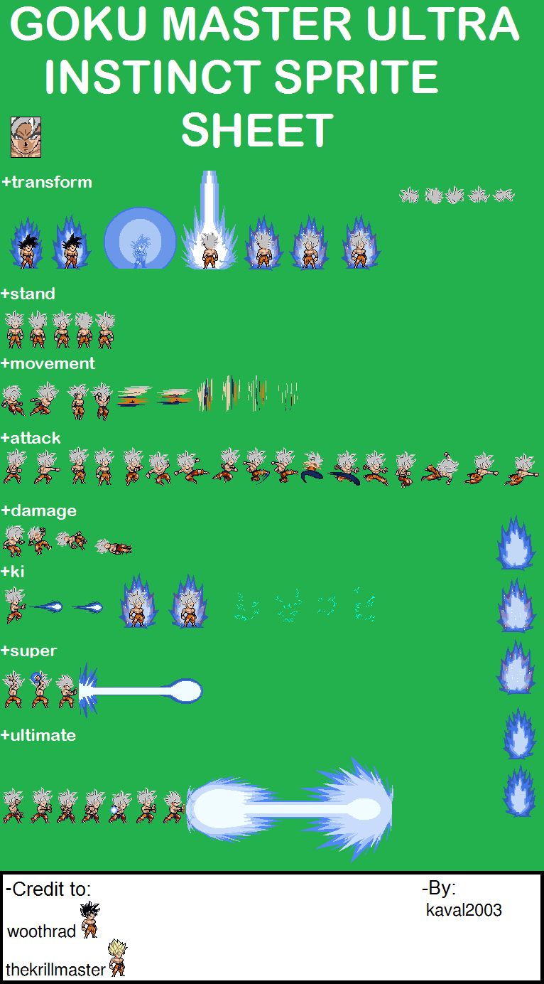 goku master ultra instinct sprite sheet by kaval2003 on DeviantArt goku master ultra instinct sprite sheet by kaval2003 on DeviantArt