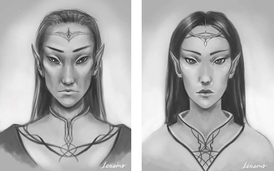 Commission: Sketch of elven male and female