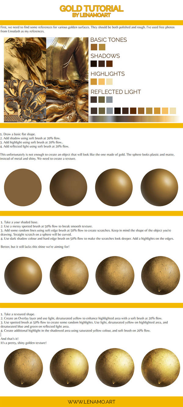 How to paint gold - tutorial by LenamoArt