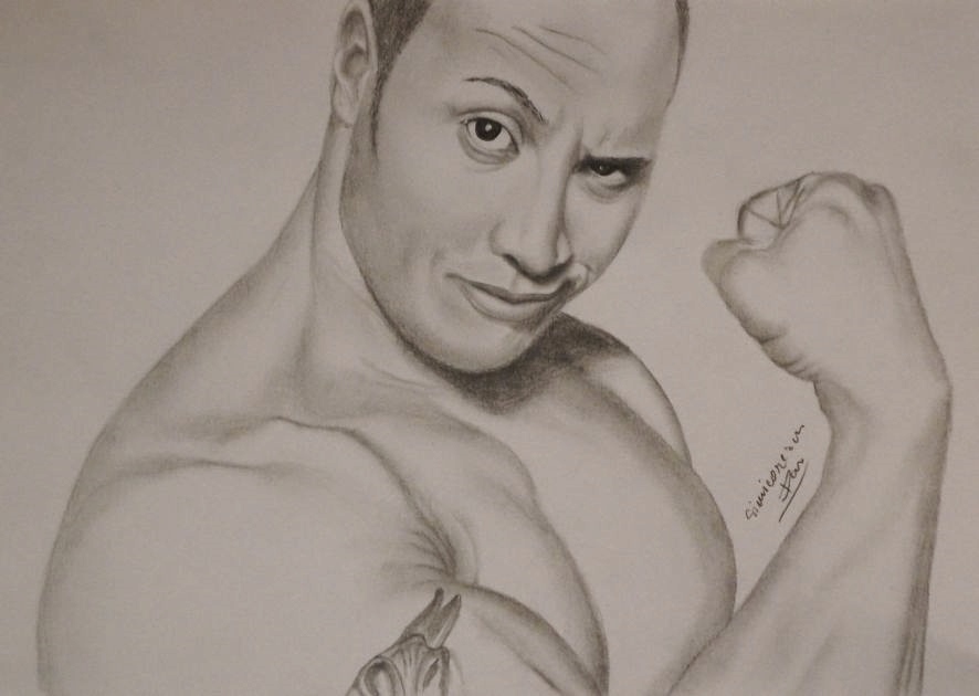 The Rock - Dwayne Johnson - pencil drawing