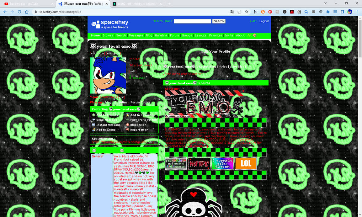 finished my SpaceHey layout by matt011off on DeviantArt