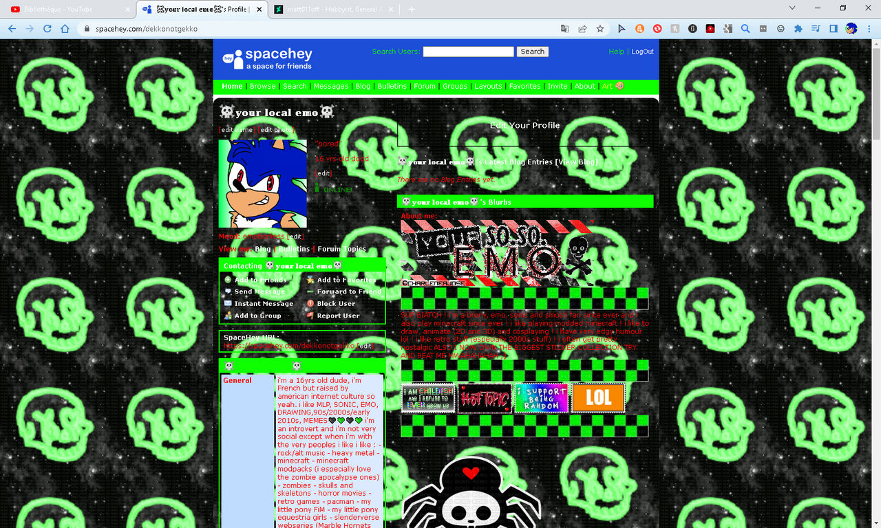 finished my SpaceHey layout by matt011off on DeviantArt